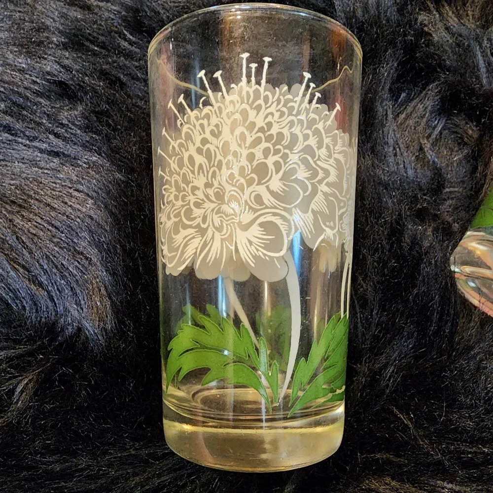 Set of 3 Vintage Floral Drinking Glasses